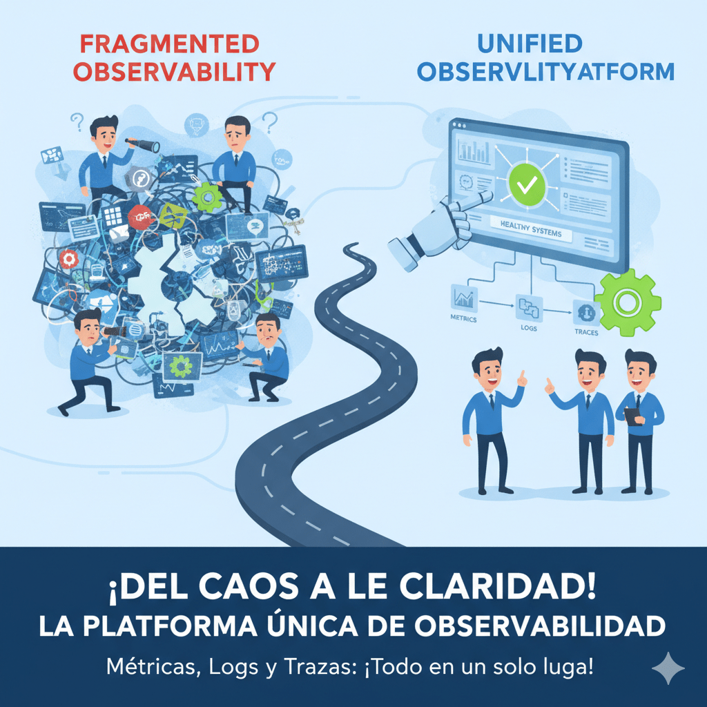 Plataforma única de observabilidad: cómo unificar métricas, logs, trazas y alertas en una sola&nbsp;experiencia